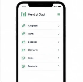 Schermata mobile con le categorie del menù digitale