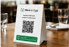 QR code Menù di Oggi su un tavolo di ristorante